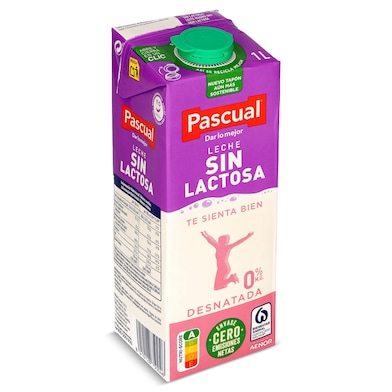 Leche desnatada sin lactosa Pascual brik 1 l-0