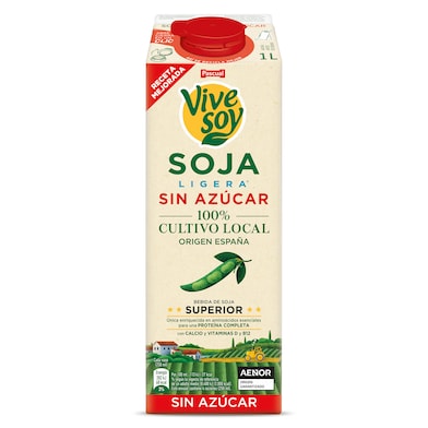 Bebida de soja ligera sin azúcar Pascual Vivesoy brik 1 l-0