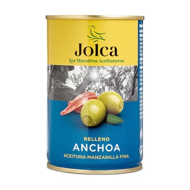 Aceitunas rellenas de anchoa Jolca lata 130 g-0