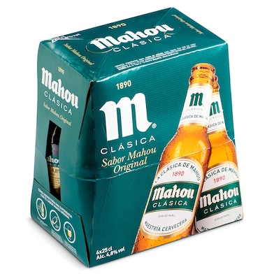 Cerveza clásica Mahou botella 6 x 25 cl-0