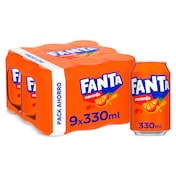 Refresco de naranja Fanta lata 9 x 33 cl
