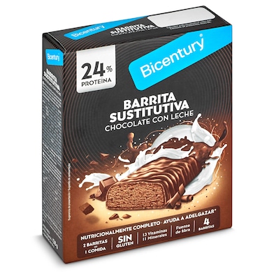 Barritas de chocolate con leche con chocochips Bicentury caja 128 g-0