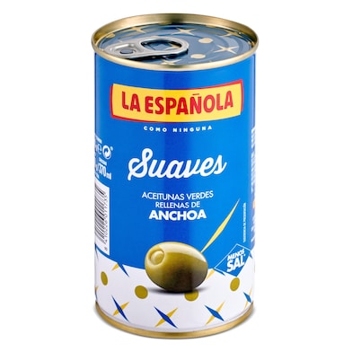 Aceitunas suaves rellenas de anchoa La española lata 150 g-0