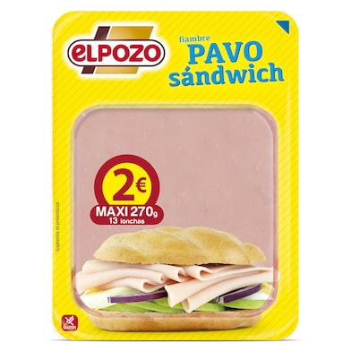 Fiambre de pavo sándwich Elpozo bandeja 270 g-0