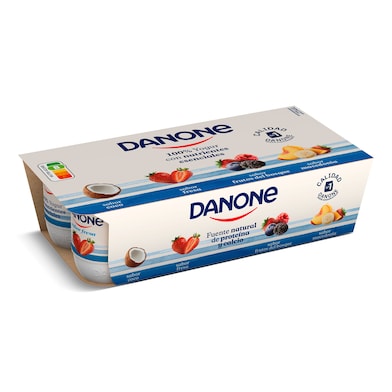 Yogur sabor coco, fresa, frutos del bosque y macedonia Danone pack 8 x 120 g-0