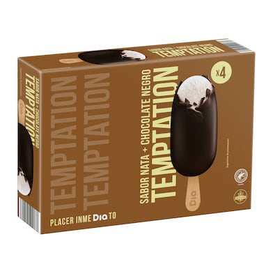 Helado bombón chocolate negro 4 unidades Temptation de Dia caja 332 g-0