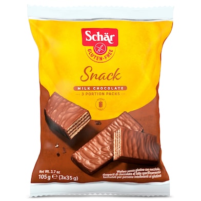 Barquillos recubiertos de chocolate sin gluten Dr. Schar bolsa 105 g-0