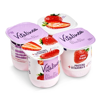 Yogur desnatado sabor fresa Vitalinea pack 4 x 125 g-0