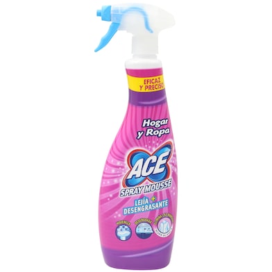 Spray mousse lejía + desengrasante para hogar y ropa Ace botella 700 ml-0