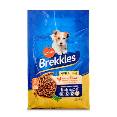 Alimento para perros mini con pollo y verduras Brekkies bolsa 3 Kg-0