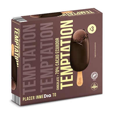 Helado bombón de chocolate 70% cacao Ecuador 3 unidades Temptation de Dia caja 201 g-0
