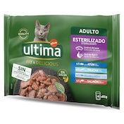 Alimento para gatos esterilizados con pescado Ultima bolsa 340 g