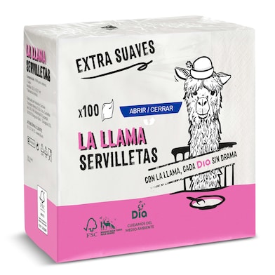 Servilletas suaves 2 capas La Llama Dia bolsa 100 unidades-0