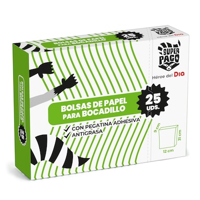 Bolsas de papel para bocadillo Super Paco de Dia caja 25 unidades-0