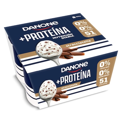 Yogur desnatado de proteínas sabor stracciatella Danone pack 4 x 100 g-0