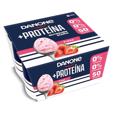 Yogur desnatado de proteínas sabor fresa Danone pack 4 x 100 g-0