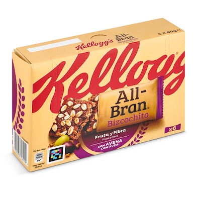 Barritas de cereales de bizcochitos con fruta y fibra Kellogg's All-Bran caja 240 g-0