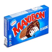 Helado de nata con gotas de chocolate 4 unidades Nestlé Maxibon caja 384 g