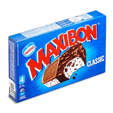 Helado de nata con gotas de chocolate 4 unidades Nestlé Maxibon caja 384 g-0