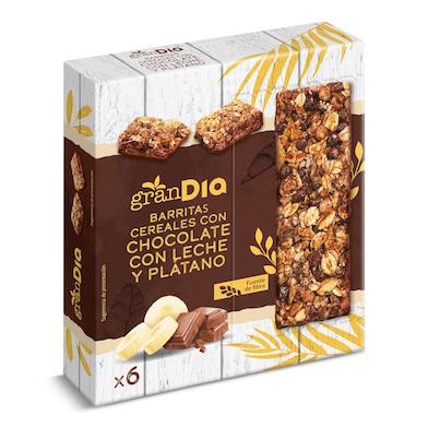 Barritas de cereales plátano y chocolate con leche Gran Dia caja 150 g-0