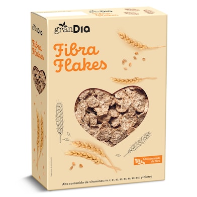 Cereales copos de trigo integral fibre flakes Gran Dia caja 375 g-0