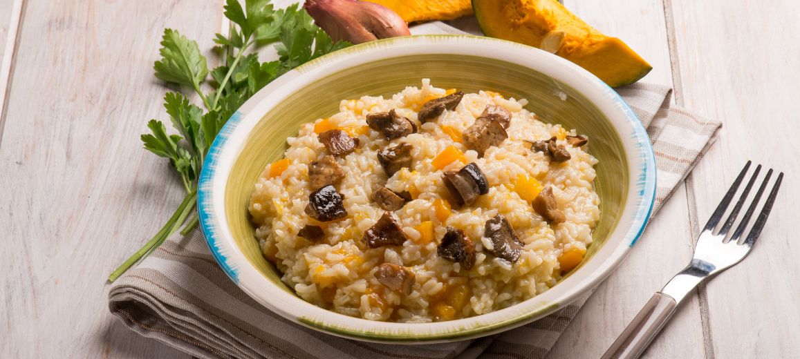 receta risotto de calabaza y champiñones