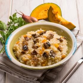 receta risotto de calabaza y champiñones