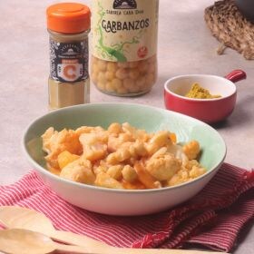 receta curry de coliflor y garbanzos