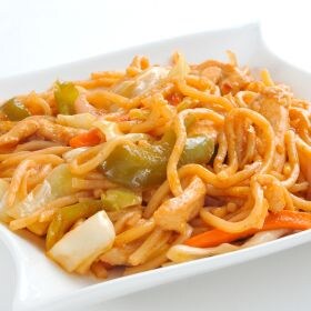 receta fideos con verduras y pimientos