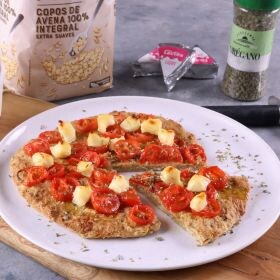 receta pizza de desayuno con base de avena