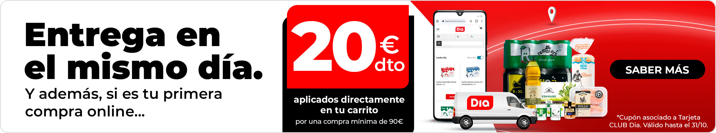Haz tu primera compra online en Dia.es con 20€ de descuento