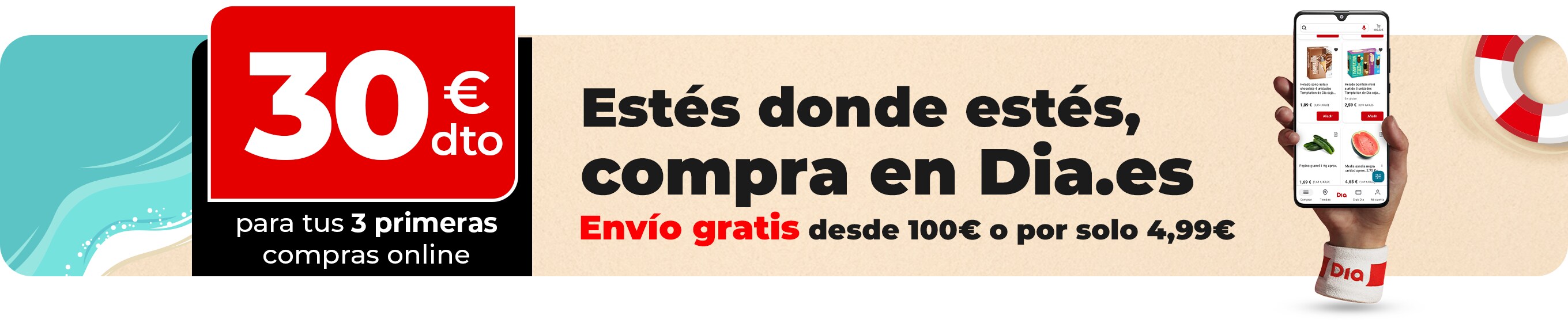 Llévate 20€ de bienvenida en tu primera compra online en Dia.es