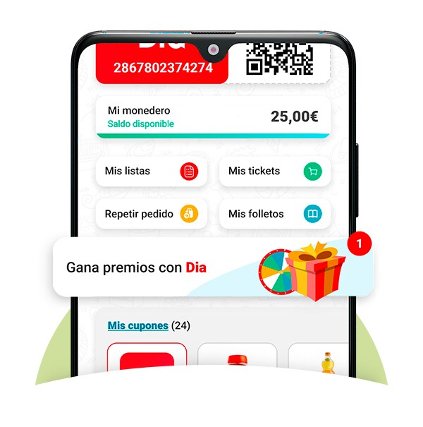 Encuentra la 'Ruleta de Abril' en la sección 'Gana premios con Dia' en tu APP