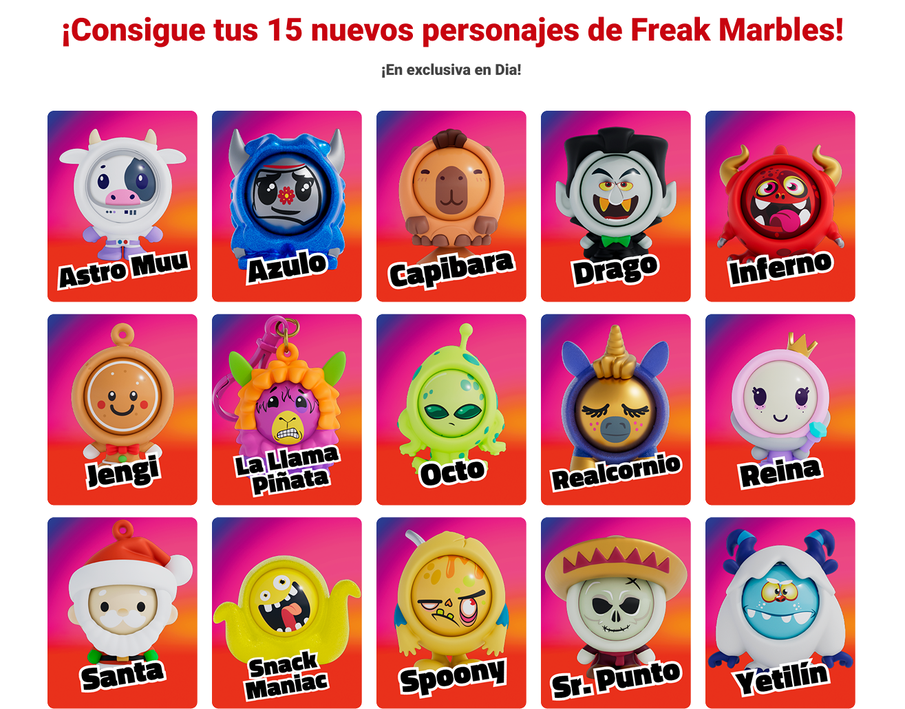 ¡Consigue tus 15 nuevos personajes de Freak Marbles! ¡Consigue tus 15 nuevos personajes de Freak Marbles!