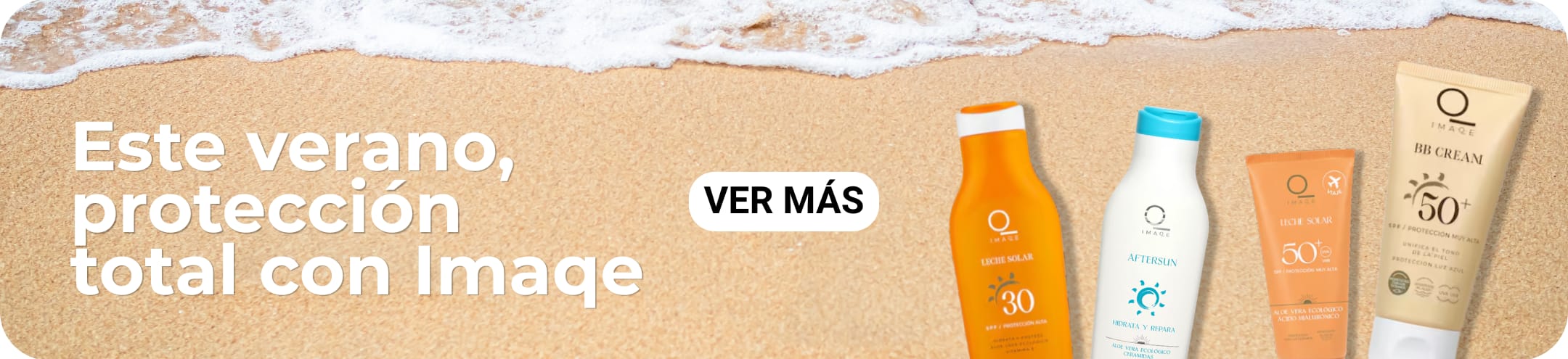 Imagen con productos para la playa con protección solar de la gama Imaqe de Dia