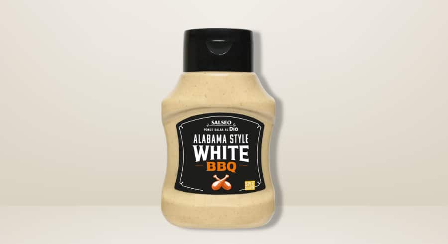 Bote de salsa Alabama style white BBQ marca Salseo de Dia sin gluten