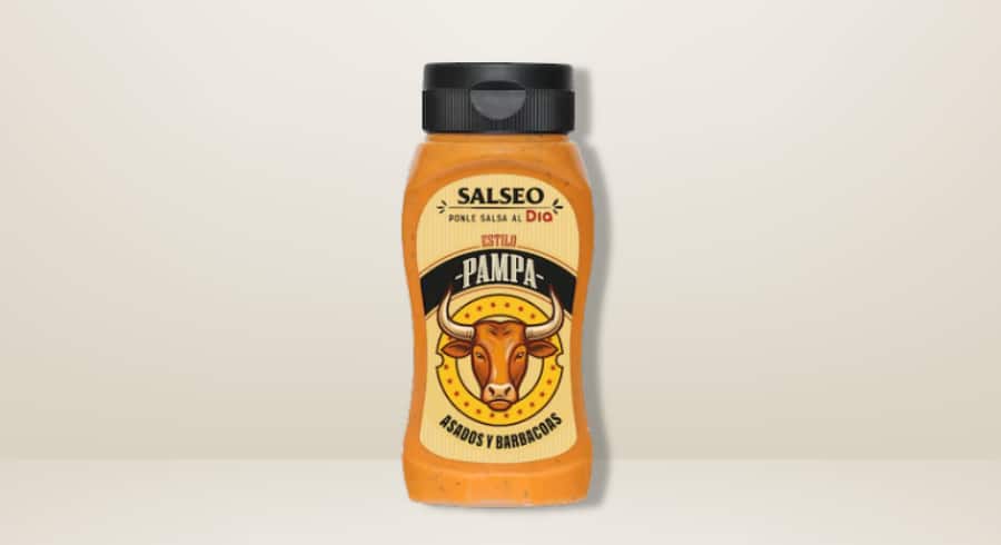 Bote de salsa estilo pampa para asados y barbacoas marca Salseo de Dia