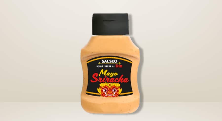 Bote de salsa mayo sriracha picante suave marca Salseo de Dia