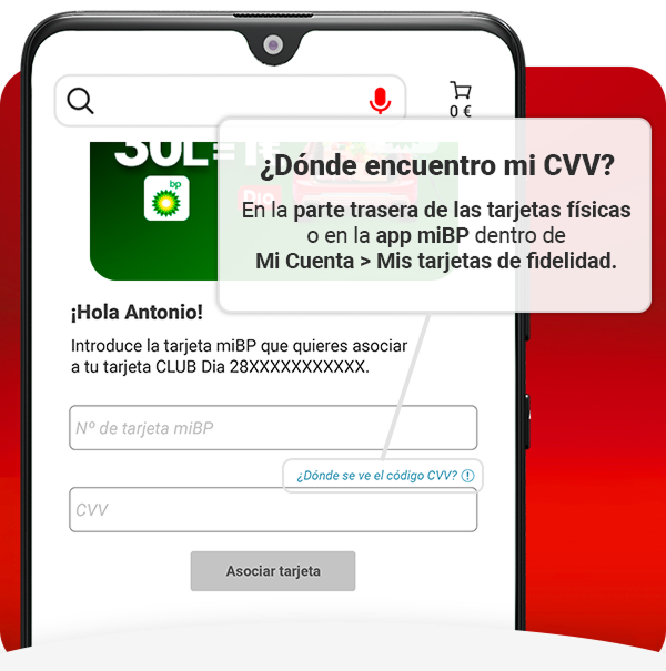 introduce tu tarjeta miBP para asociarla a tu tarjeta CLUB Dia