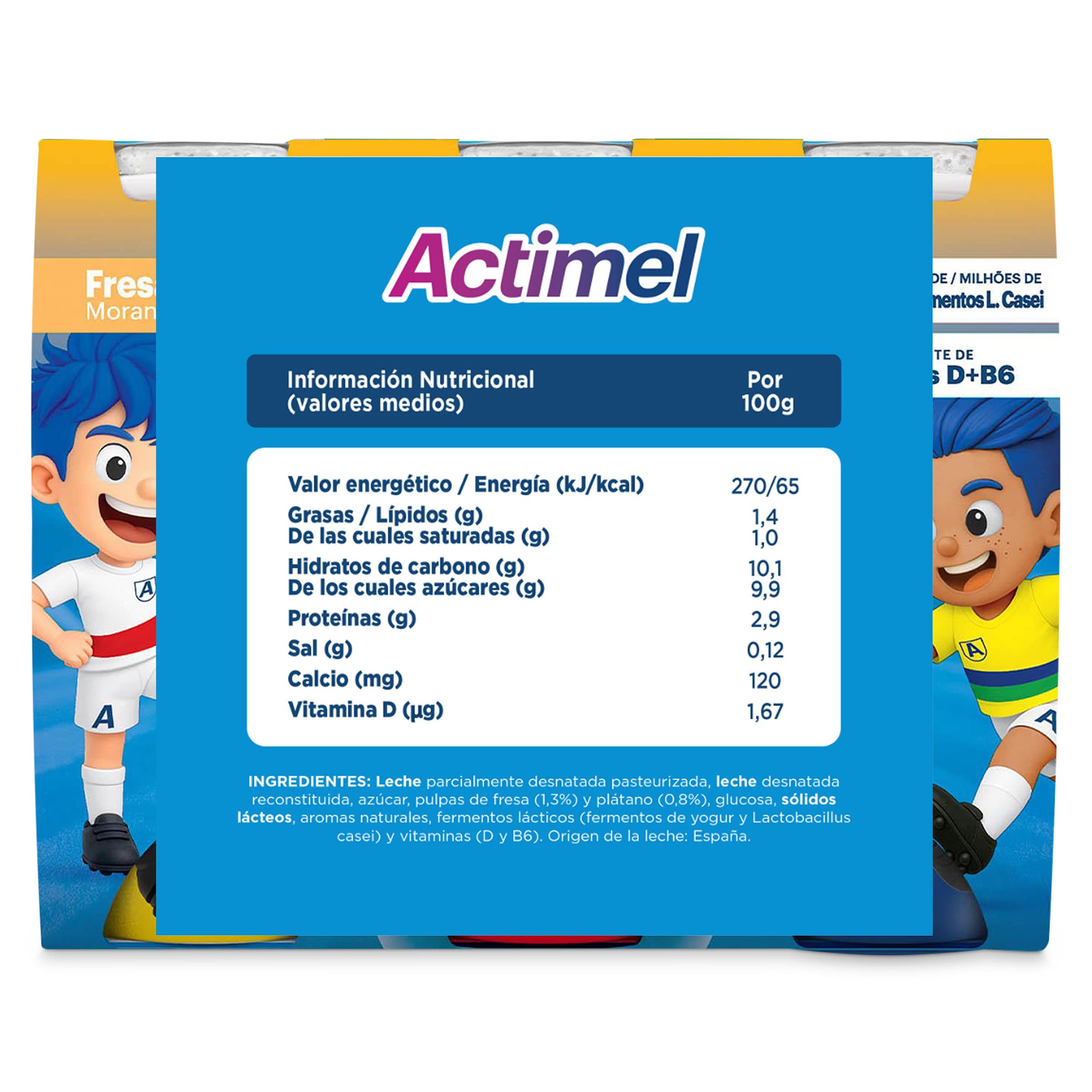 Actimel fresa y plátano 6 x 100 g