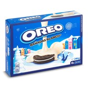 Galletas de cacao rellenas de crema bañadas con chocolate blanco Oreo caja 246 g