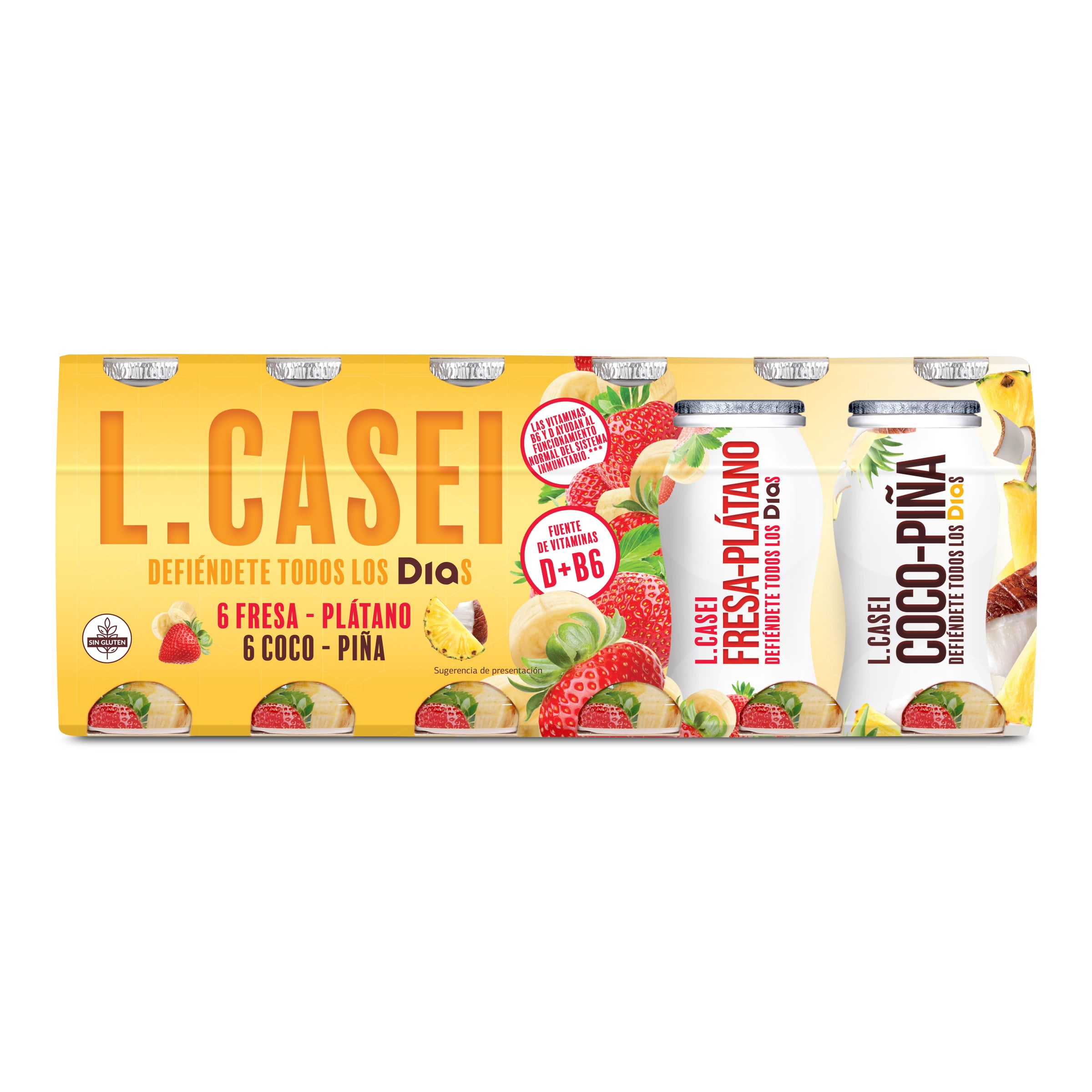 L-Casei fresa-plátano y coco-piña Dia 12 x 100 g