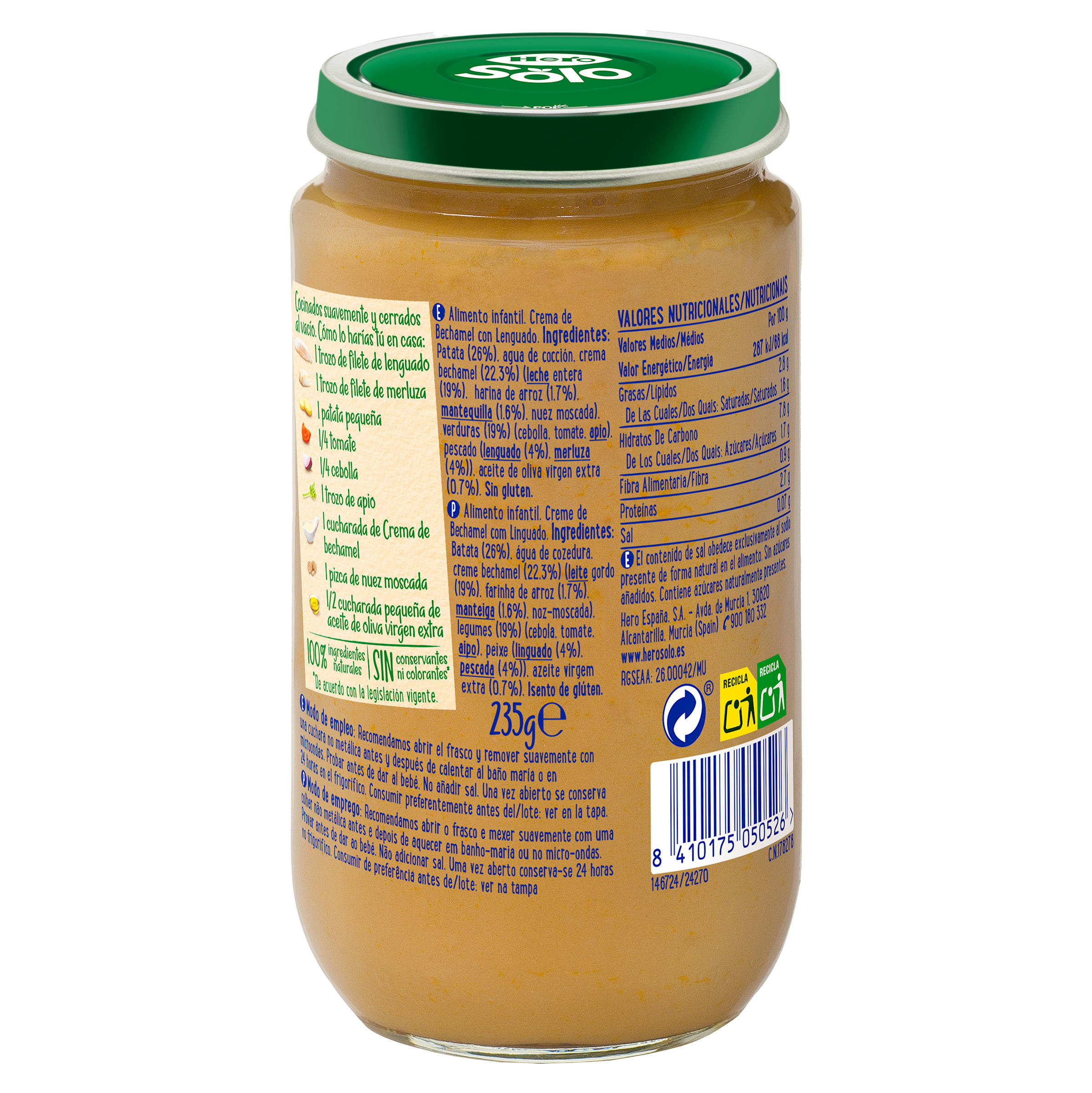 Crema de bechamel con lenguado Hero 235 g