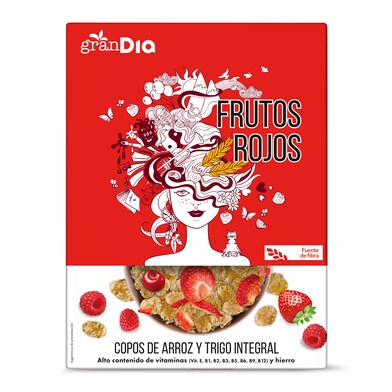 Cereales copos de arroz y trigo integral con frutos rojos GRAN DIA CAJA 300 GR-1 Cereales copos de arroz y trigo integral con frutos rojos GRAN DIA CAJA 300 GR-1
