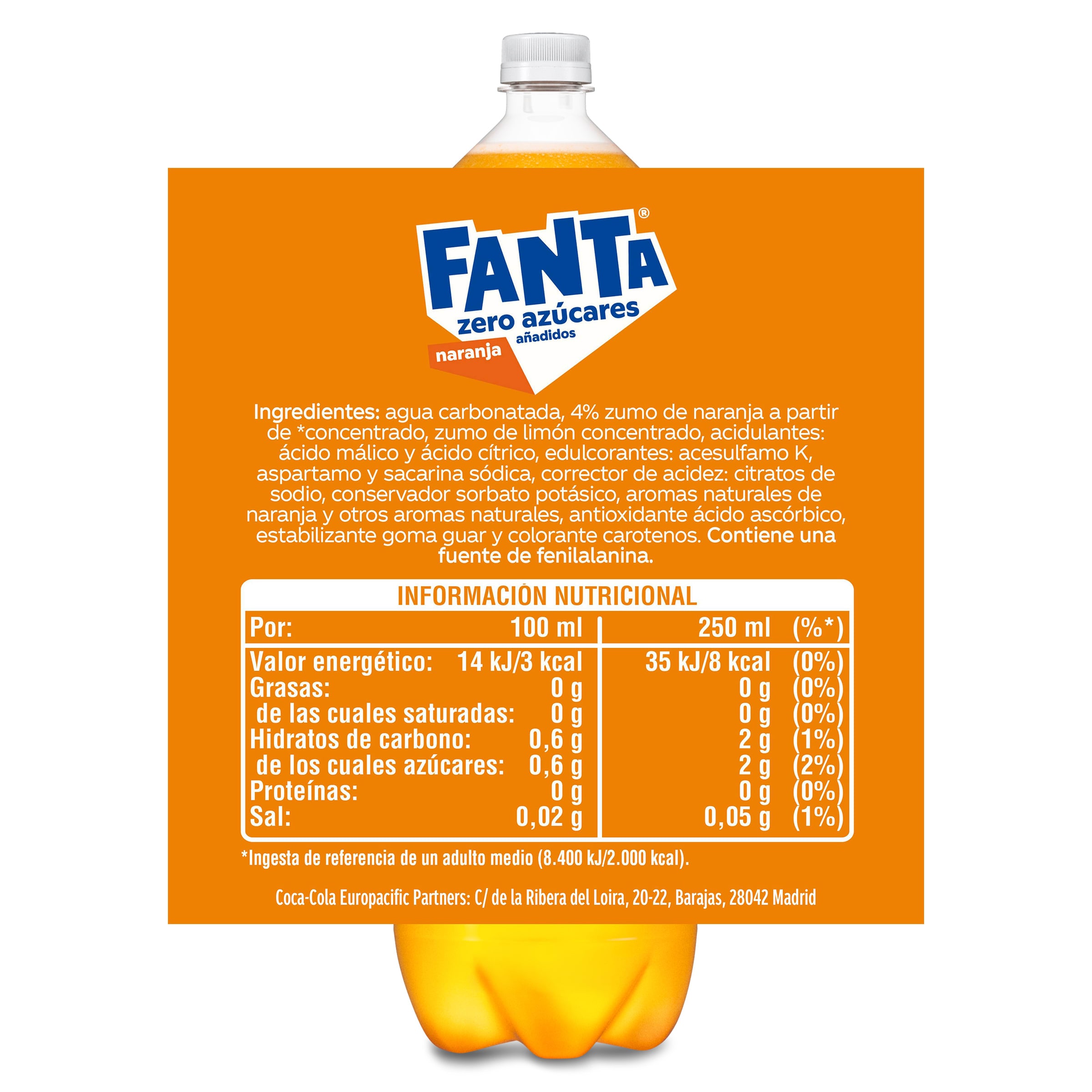 Fanta de naranja zero 2 L
