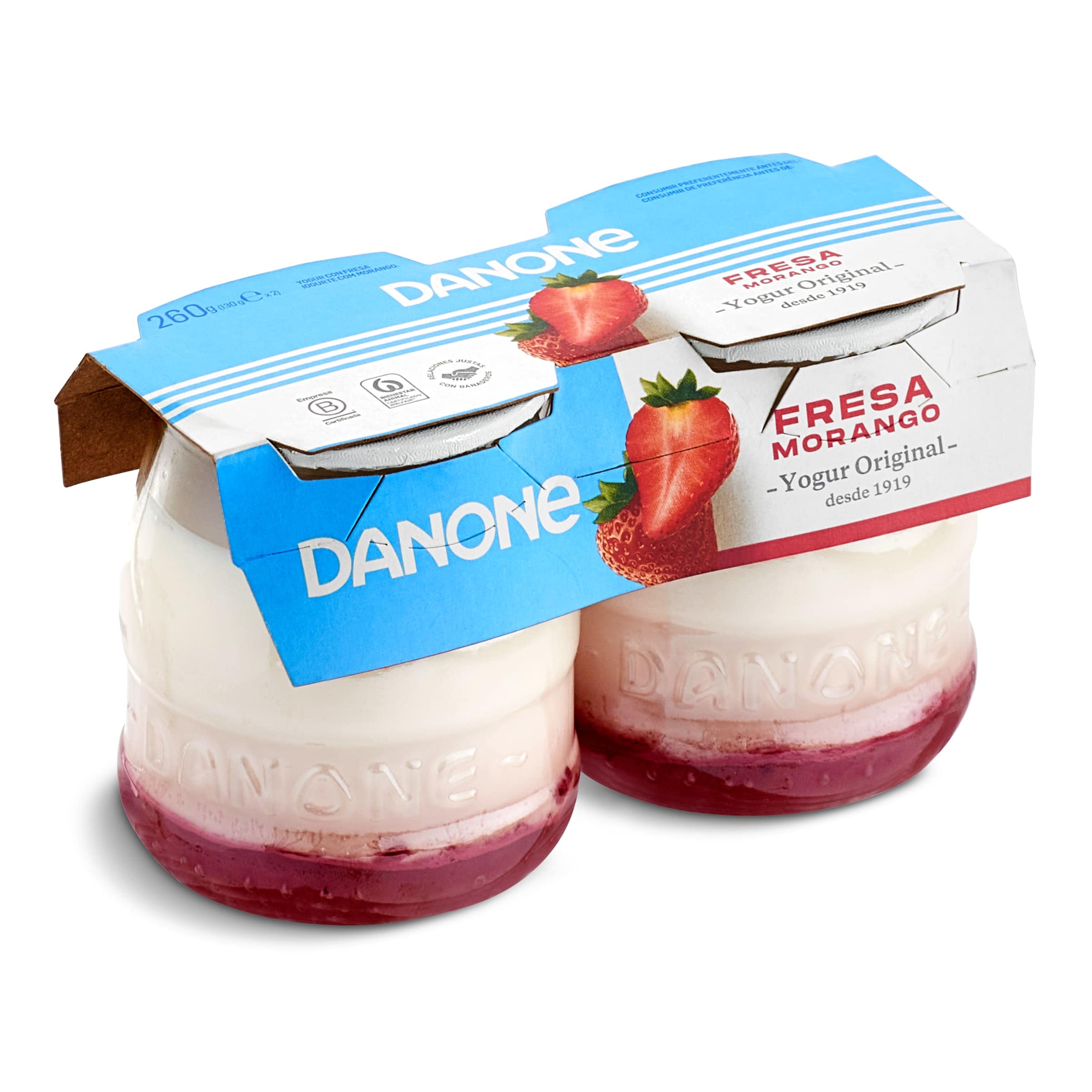 Yogur con fresa Danone pack 2 x 130 g - Supermercados DIA