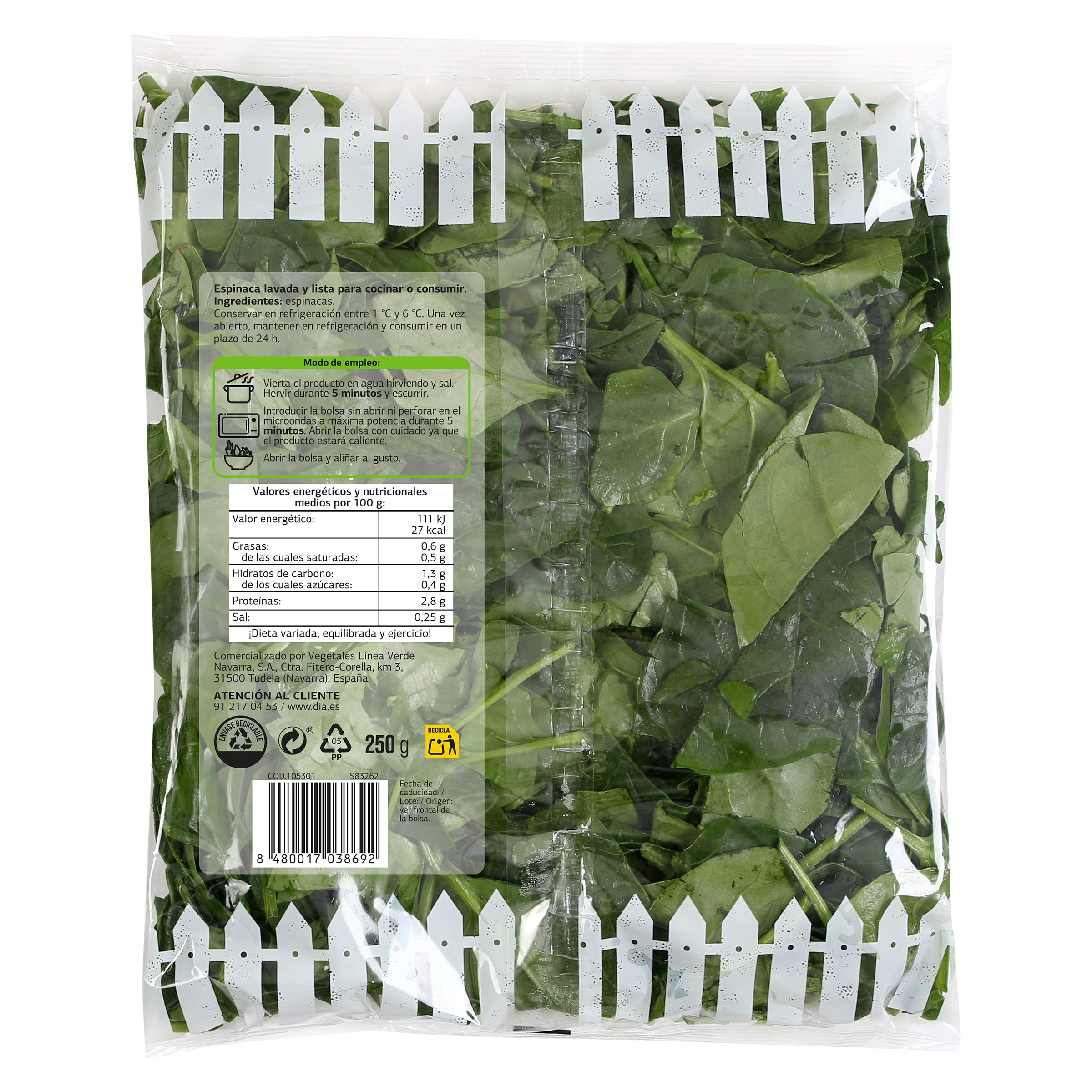 Espinacas Dia Vegecampo 250 g