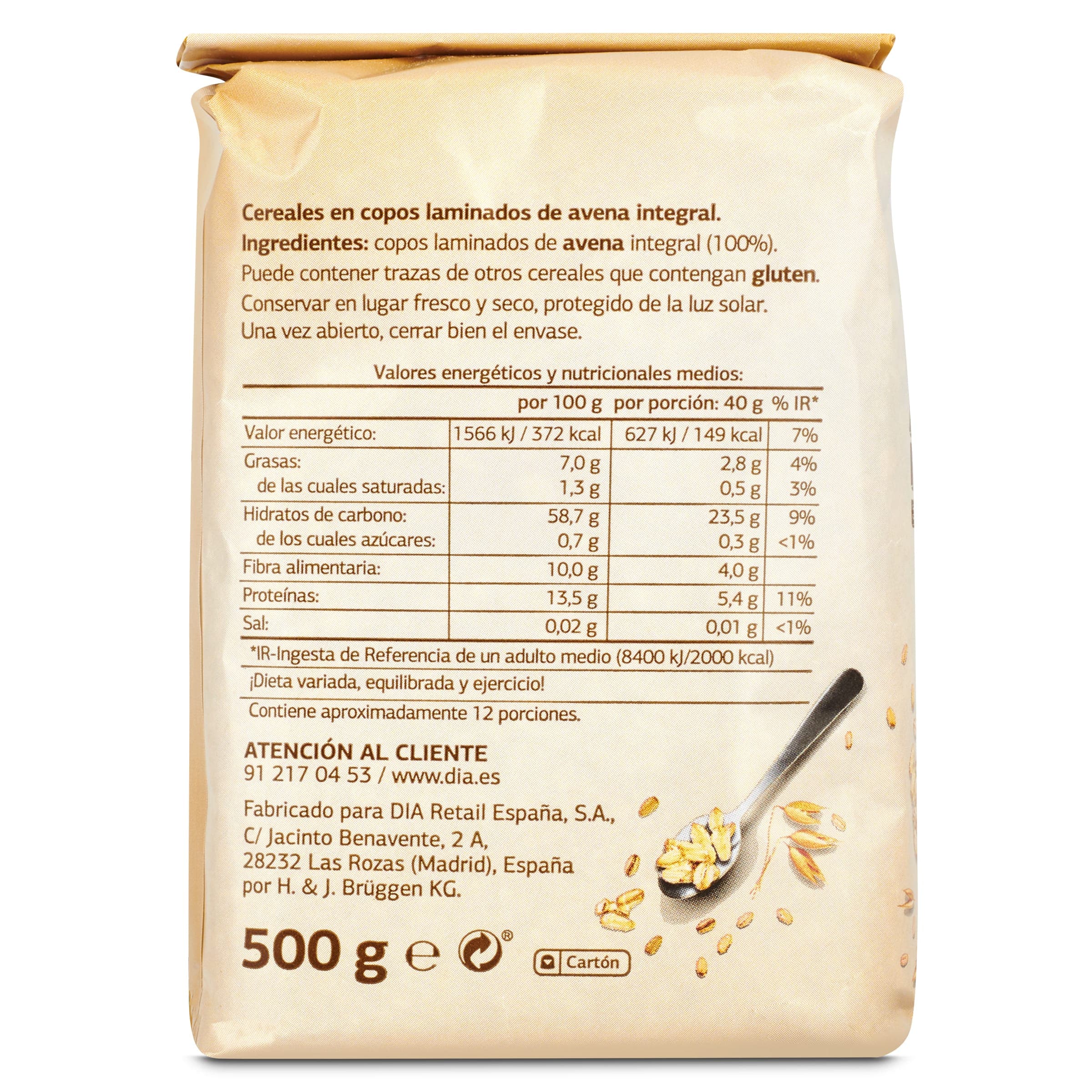 Copos de avena Gran Dia 500 g