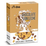 Cereales copos de arroz y trigo integral cubiertos de chocolate Gran Dia caja 300 g