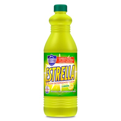 Lejía con detergente aroma limón Estrella botella 1.35 l-0 Lejía con detergente aroma limón Estrella botella 1.35 l-0